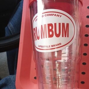 2X TRAVIS Island Company White & Red  Clear Tumblers, insolated For Cold Drinks.